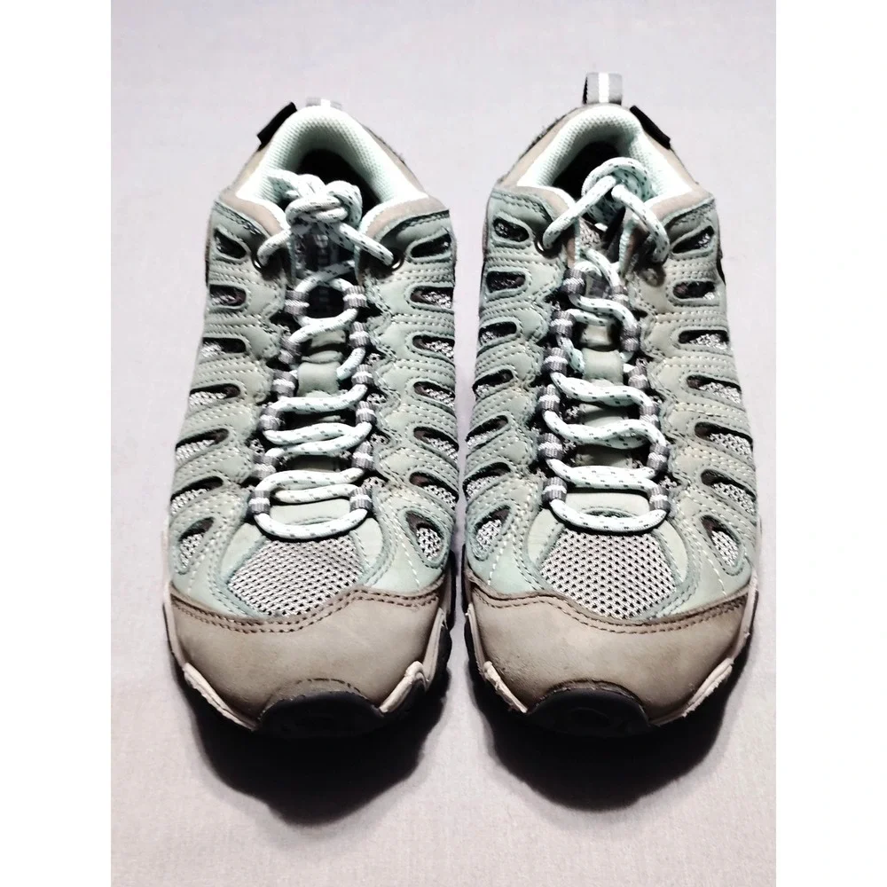 Oboz Sawtooth II Low Trail Hiking Shoes Women 7 Gray Green Leather Mesh Athletic